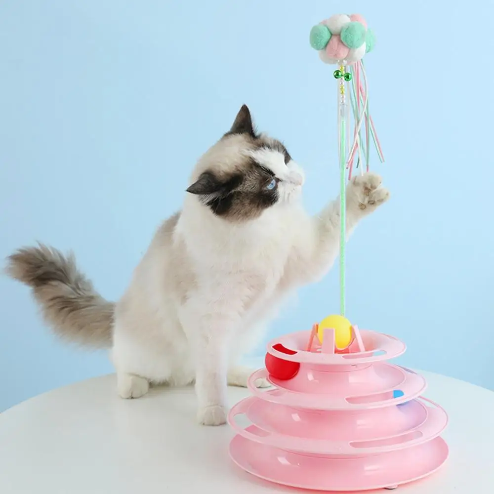 LED Light 4-Layer Round Tower Track Interactive Toy Game Ball Cat Turntable With Glow | Дом и сад