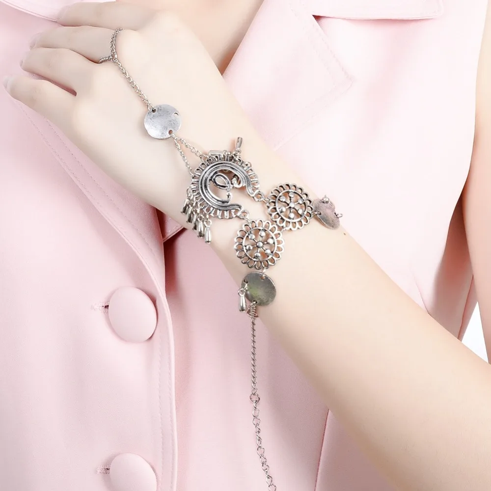 Цыганская цепь на палец в стиле бохо винтажные браслеты с цветами античный