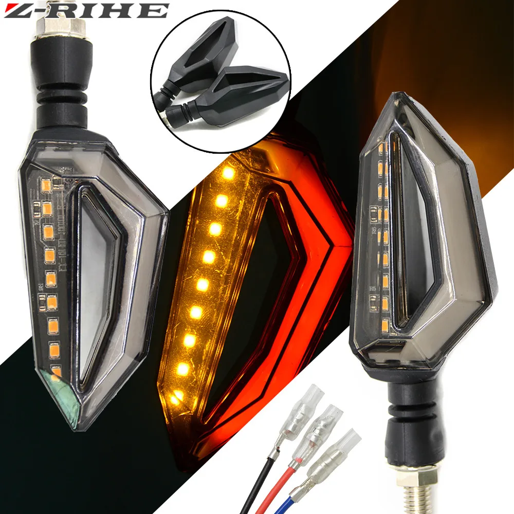 

Pair Motorcycle LED Turn Signal Lights Amber Lamp Left Right Signals Indicators Blinkers 3 Wires Universal for Honda Kawasaki