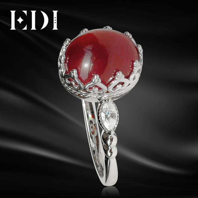 Женское Винтажное кольцо EDI роскошное из натурального серебра с овальной