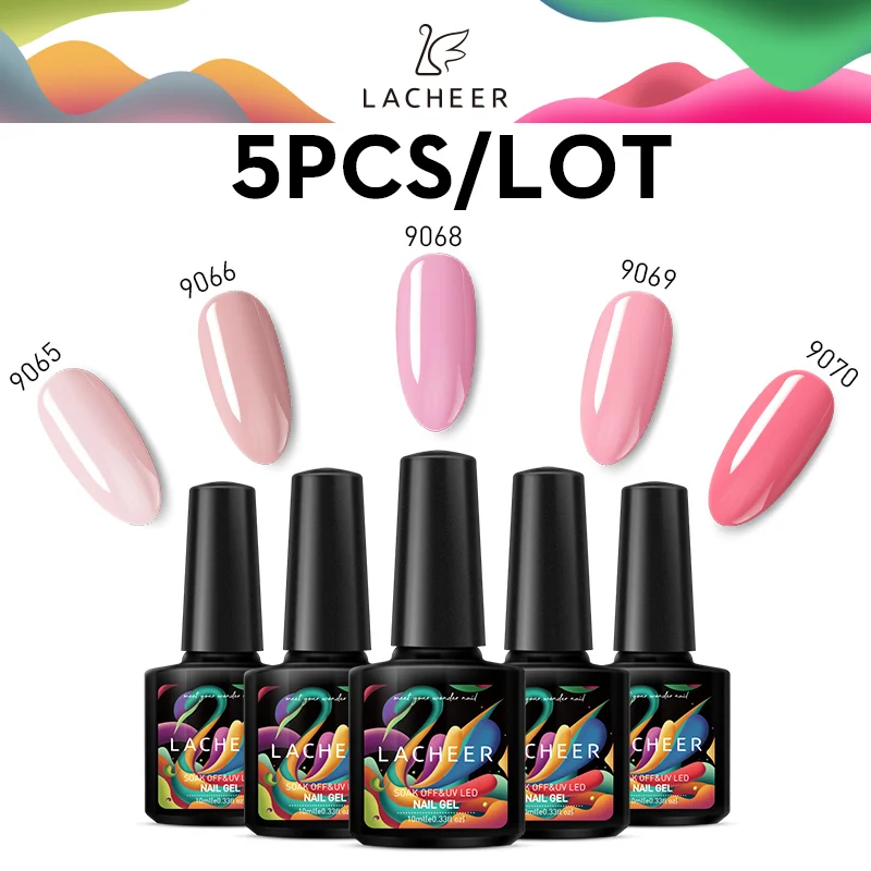 5PCS SET Lacheer УФ-гель для ногтей набор нужна Светодиодная лампа Гибридный гвоздь лак Полупостоянный УФ Гель-лак для ногтей Набор лаков длительного действия гель - Цвет: 5PCS SET