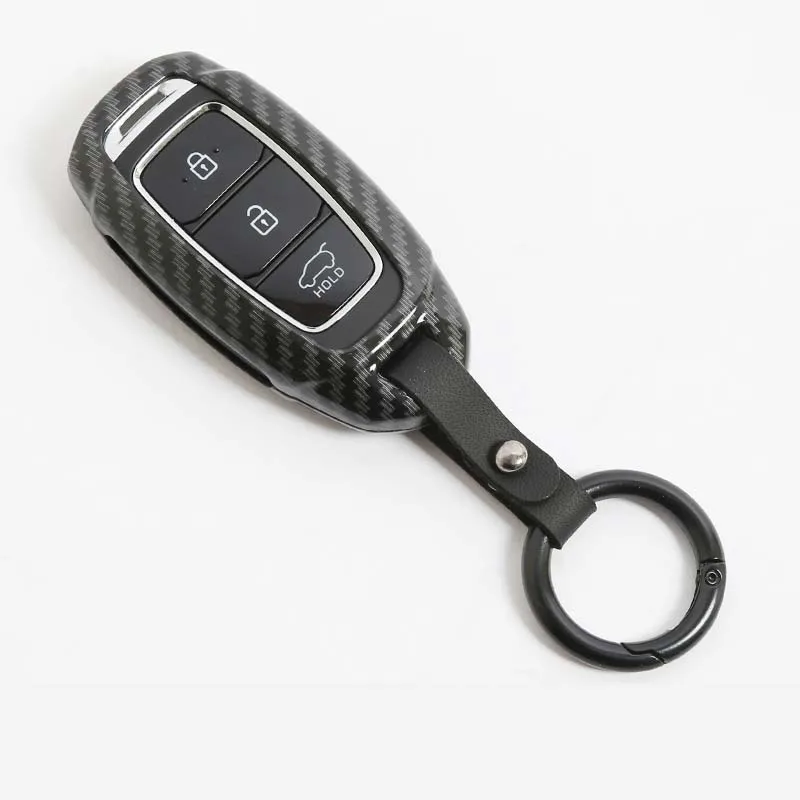 carbon fiber black Lsrtw2017 цинковый сплав автомобиля защитный чехол дистанционного ключа для hyundai Santa Fe 4-го поколения - Название цвета: carbon fiber black