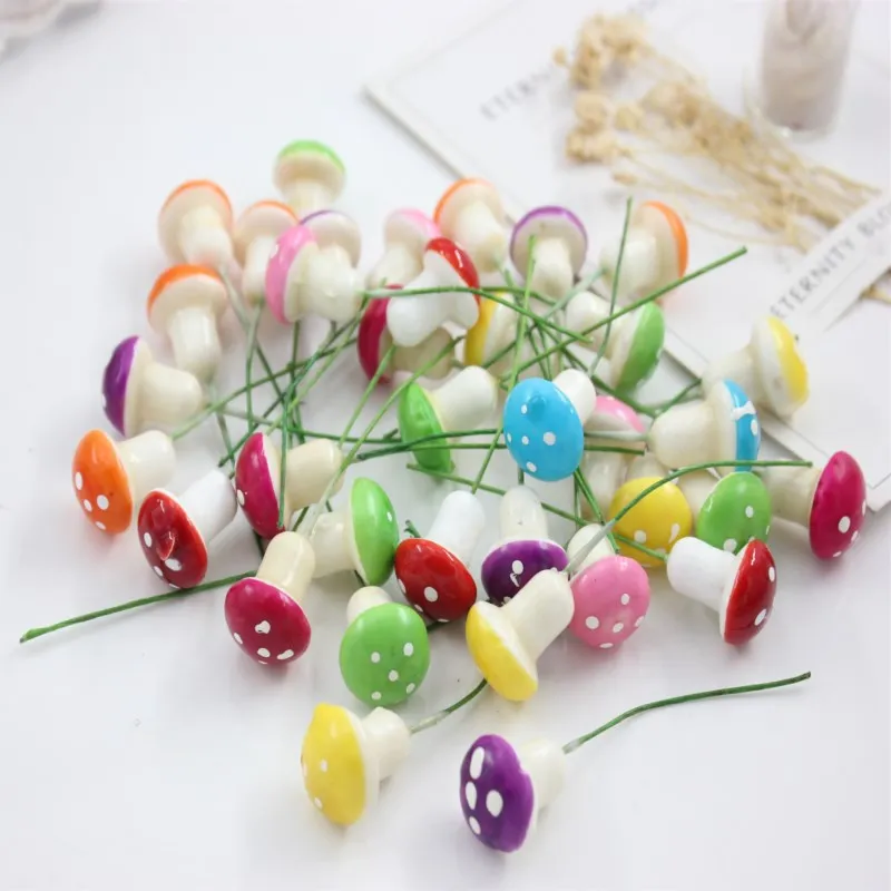 Mixed color mushroom 10 шт. Мини садовые горшки фигурки 2 см Фея Гриб пенопластовые украшения гриб Микро Моделирование цвет - Цвет: Mixed color mushroom