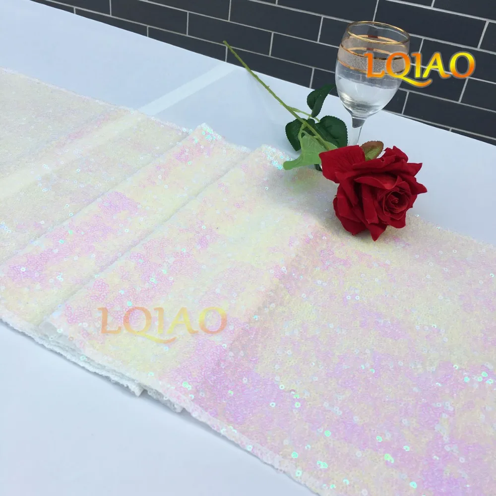 10 шт./упак. 12x120in скатерти с пайетками бегун переливающийся белый стол флаг