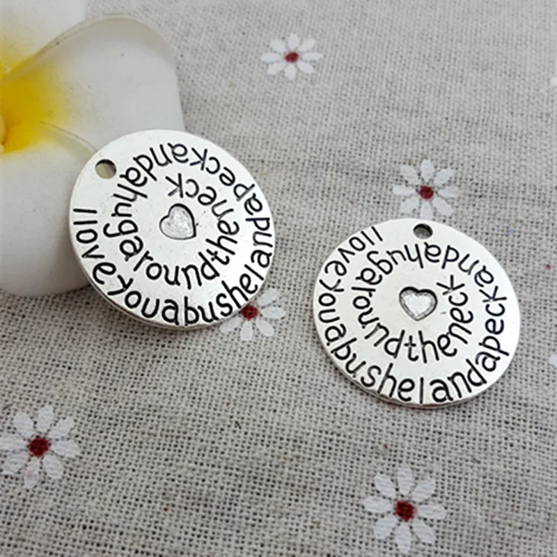 Винтажные Круглые Подвески Я тебя люблю бушля Пек и объятие вокруг шеи бусины для