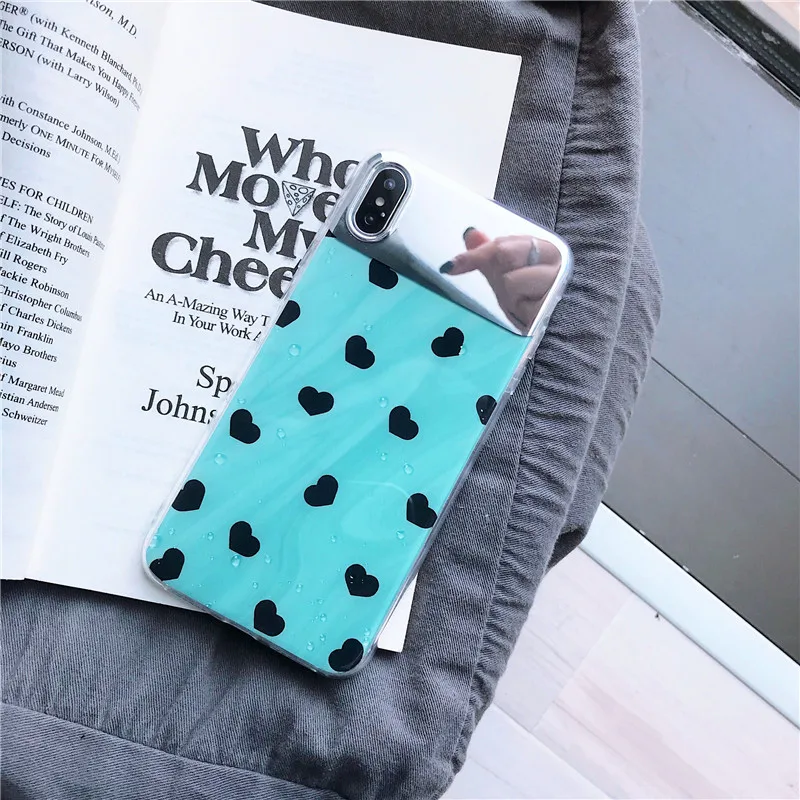 mirror face loving heart water drop Blue orange soft shell phone Case For Apple iphone 6 6s 7 8 Plus X XS XR MAX silicone case |