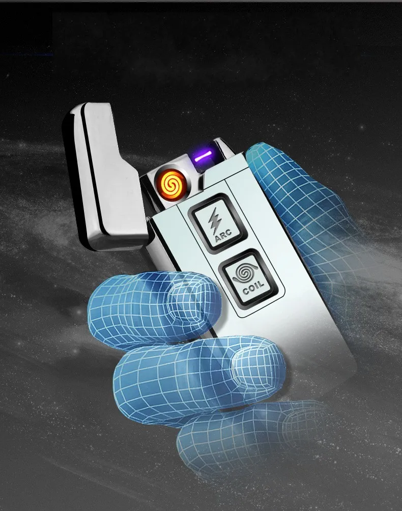 Новинка 2-в-1 смарт-Электронная зажигалка 2 в 1 с катушкой USB-зажигалка
