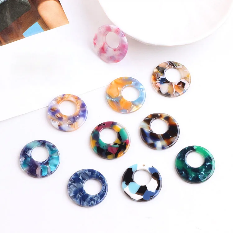

Min order 20pcs/lot 28mm colorful pattern print geometry rounds shape acrylic beads charms diy jewelry earring pendant accessory