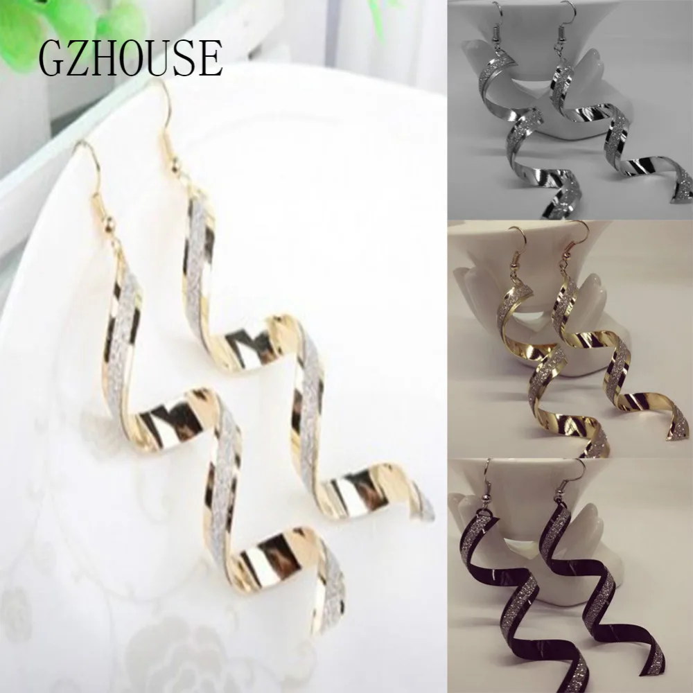 Женские модные серьги Стразы 1 пара витые спиральные женские шикарные длинные