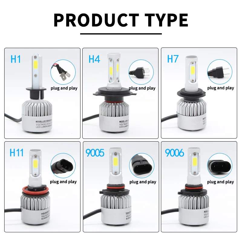 2 шт. S2 H7 H4 светодиодный автомобильная лампа H11 H1 H13 H3 H27 9005/HB3 9006/HB4 9007 подол короче