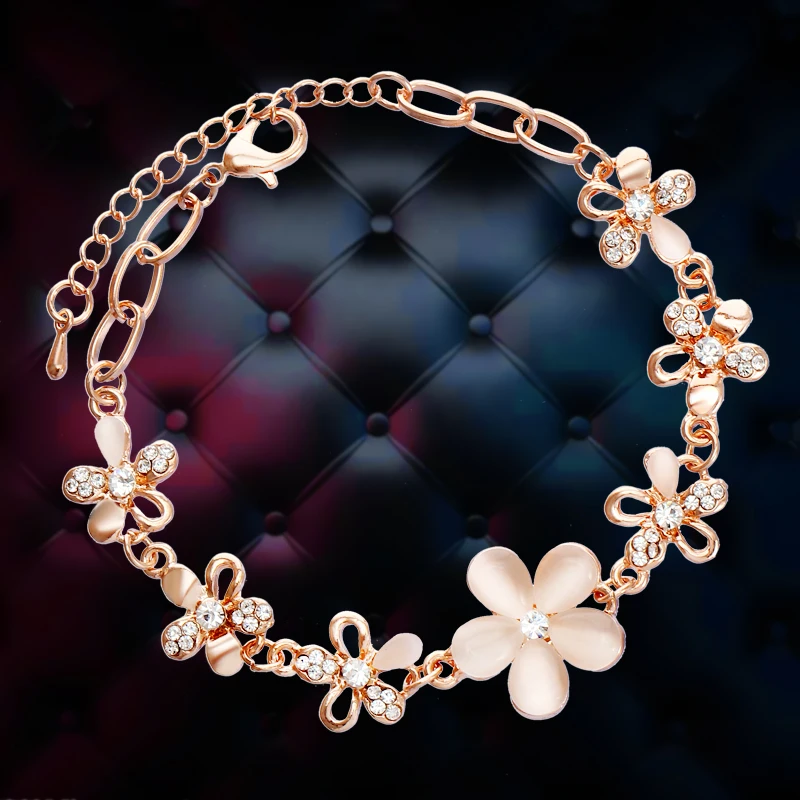 Женский браслет-цепочка золотой цвет модные браслеты австрийский кристалл