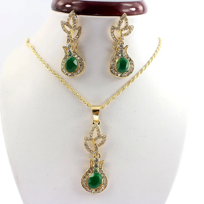 Jewelry Earrings And Necklace For Women Flower Pattern Green Resin Nigerian Wedding African Beads Set Wholesale | Украшения и