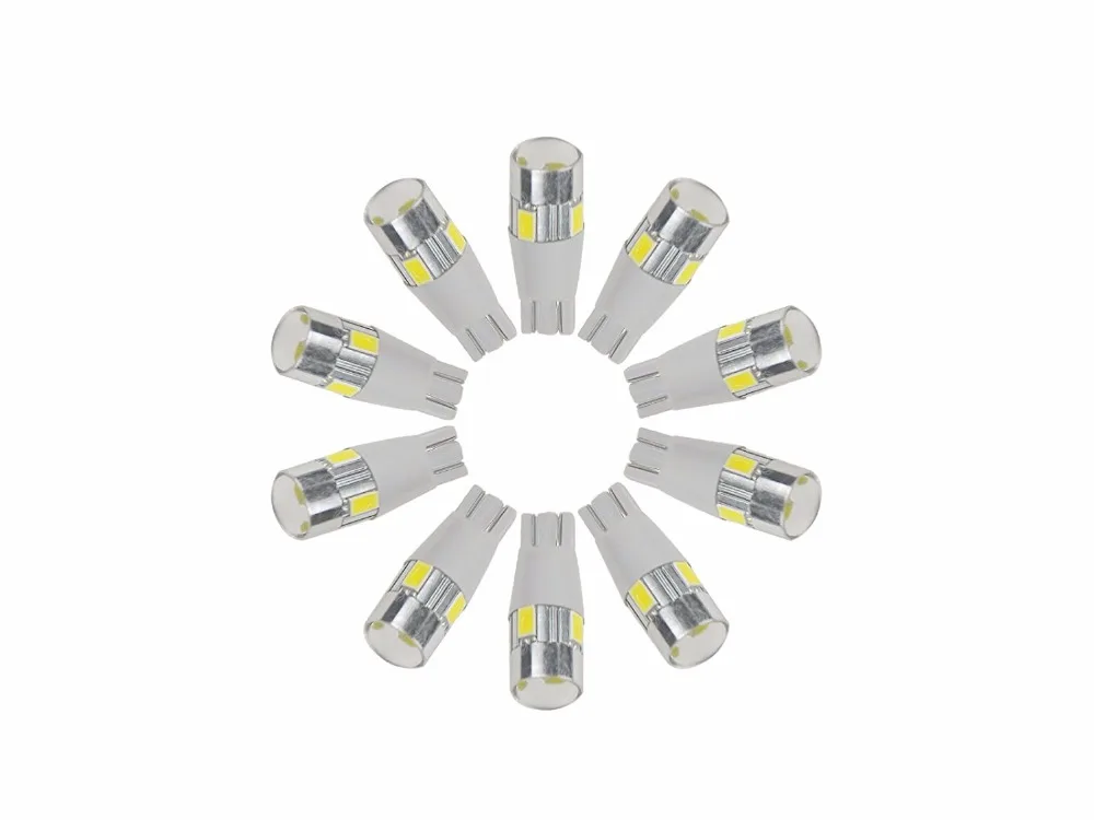 10 шт. природный белый/янтарный/красный/Ледяной Синий T10 5630 6SMD 194 168 W5W 192 клиновидные