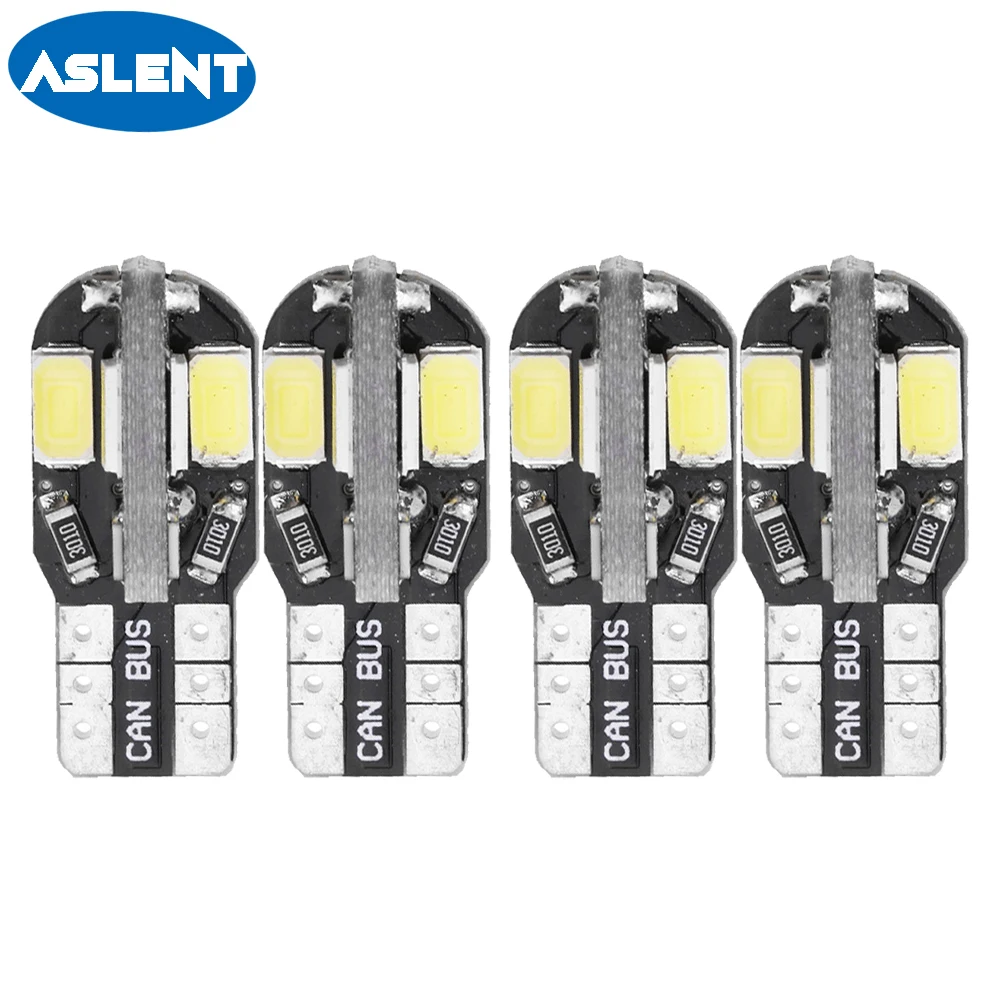 Aslent 4 шт. T10 W5W светодиодный автомобильный светильник 8SMD 5730 147 152 Замена лампы для