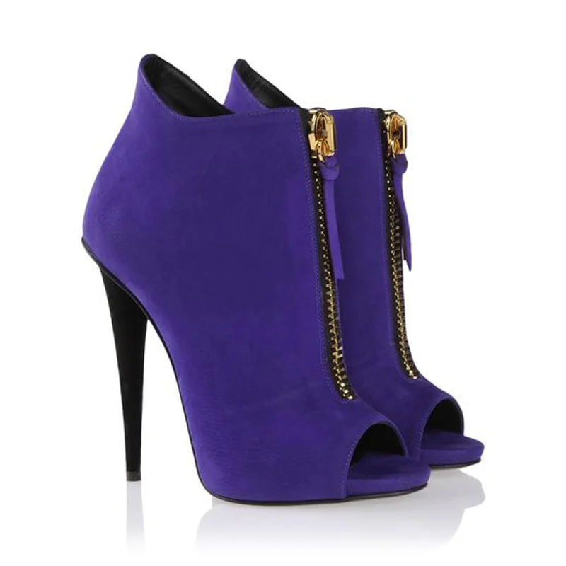 Arden Furtado 2018 autumn peep toe fashion front zipper ankle boots black suede royalblue summer sandals big size 43 44 45 | Обувь