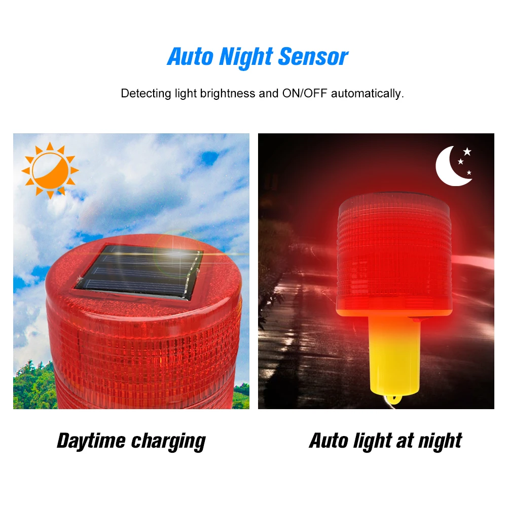 

3pcs Leds Red Solar-powered Warning Lamps Obstruction Lamp/ Beacon Light/ Traffic Warning Lights/Tower Crane Warning Light