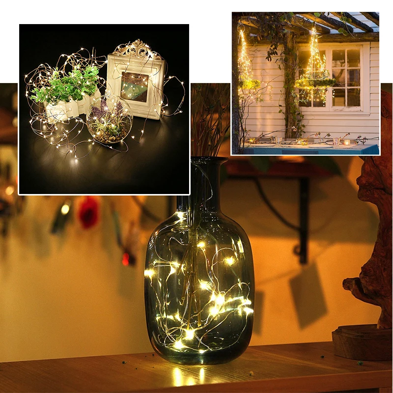 Woodpow светодиодная Солнечная гирлянда 50/100/200LED медная проволока Рождественские