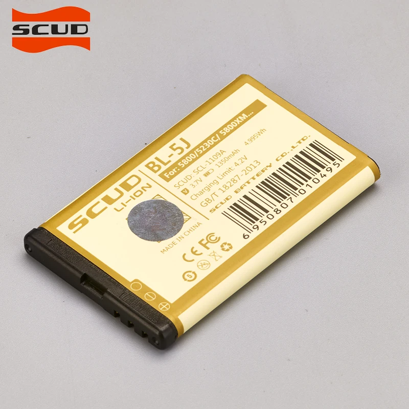 Аккумулятор SCUD для телефона Nokia5230 5232 5800 5900 C3 N900 X6 X9 BL 5J Lumia 520/525/526 BL5J 1997 2017|bl5j