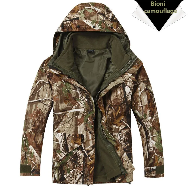 G8 Windbreaker Tactical Army Camouflage Coat, Warm Fleece inside, Military Jacket Waterproof Clothes, Men coat - Цвет: Bionic camouflage