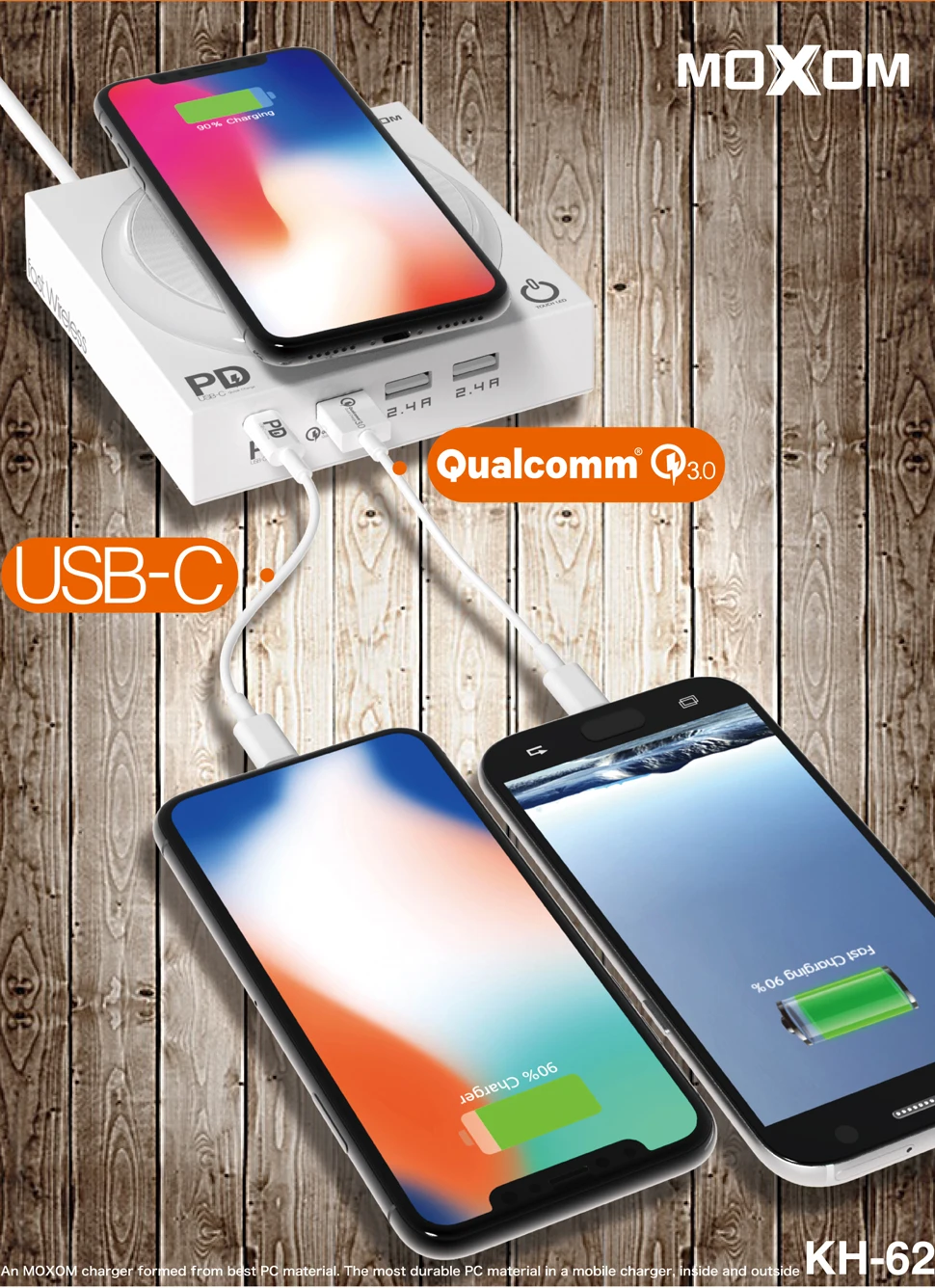 40 Вт Qi Беспроводная зарядная док-станция со светодиодный 4 usb-портами type C PD Быстрая зарядка 3,0 Быстрая зарядка для iPhone 8 Xs Max samsung huawei