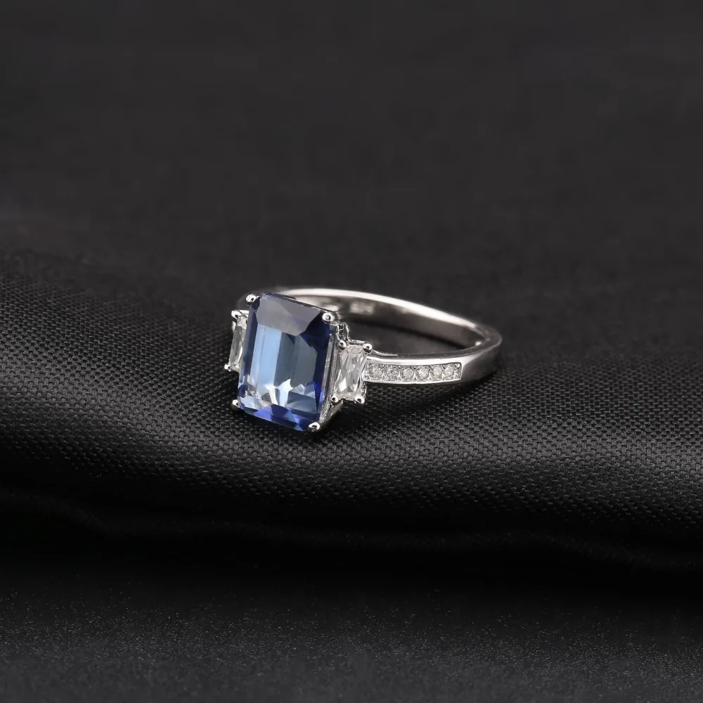 GEM'S BALLET Natural Iolite Blue Mystic Quartz Gemstone Earrings Ring Set Pure 925 Sterling Silver Fine Jewelry Sets For Women |