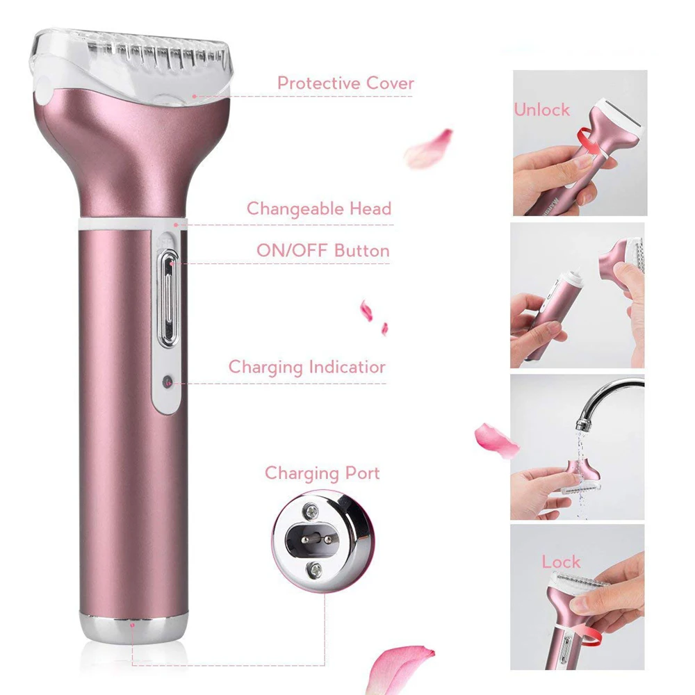 4 в 1 перезаряжаемая Женская бритва триммер для бровей и носа бритвы бороды