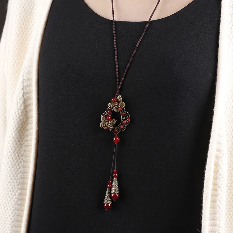 Модные китайские ювелирные изделия винтажные ожерелья с рогами длинный свитер