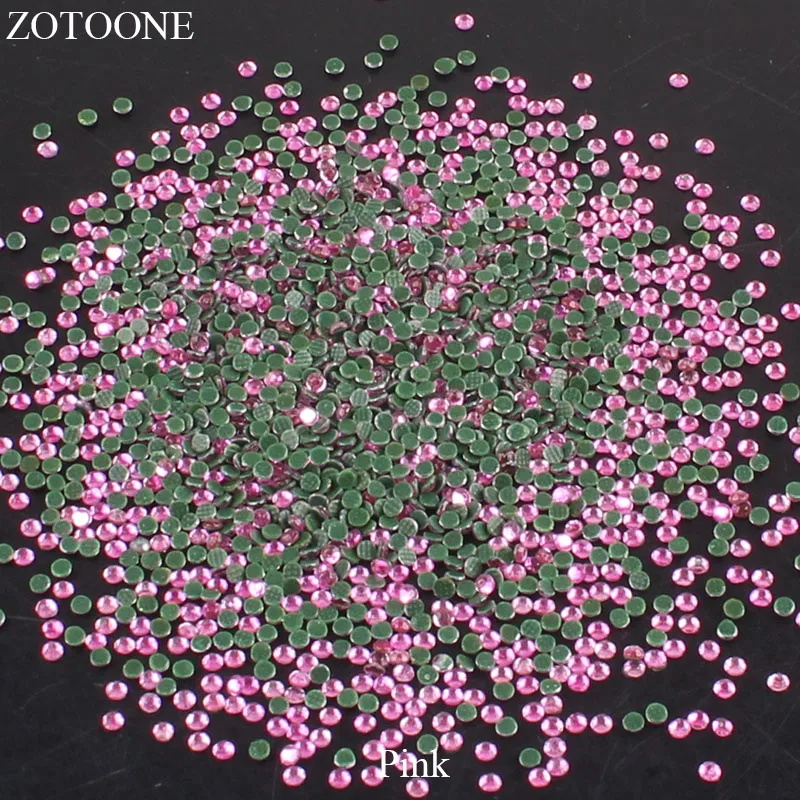 

ZOTOONE 1440pcs HotFix FlatBack Glass Pink Rhinestones Nail Art Decorations Stones And Crystals For Clothes Strass Applique E