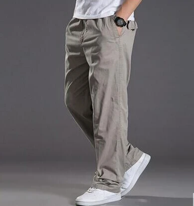 Light gray BAIJOE новые весенние повседневные брюки мужские брюки карго хлопковые свободные брюки мужские брюки комбинезоны модные супер большие XL-6XL - Цвет: Light gray