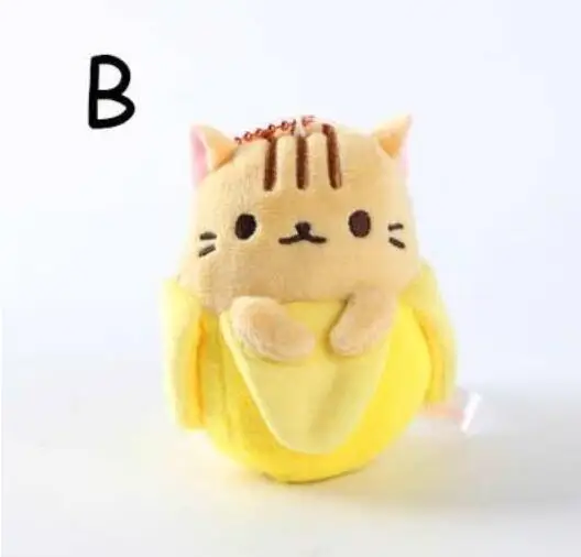Черный Милые кошки личи японского аниме фильм Bananya плюшевые куклы брелок игрушка сумка кулон горячий подарок для жениха 5 цветов animegift - Цвет: Черный