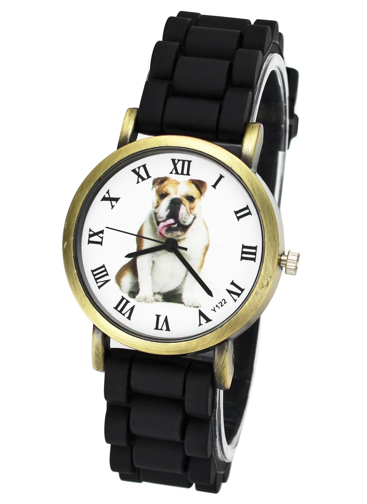 Bulldog Pet Love Dog мужские и женские часы модные спортивные повседневные Черные белые
