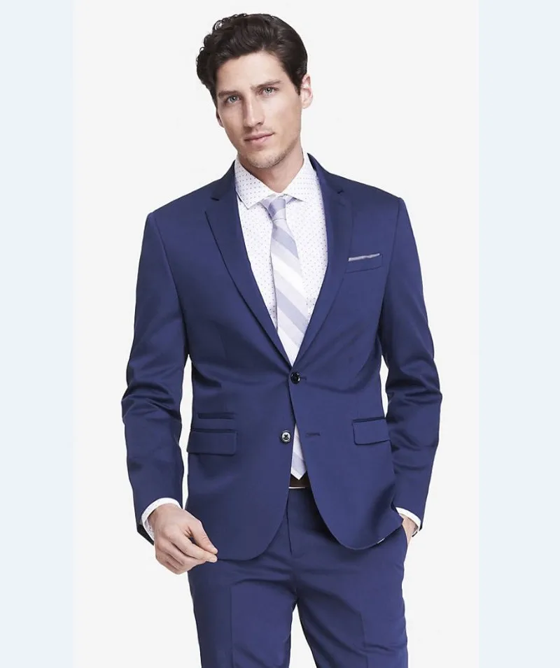 

New Arrival Groomsmen Notch Lapel Groom Tuxedos Two Buttons Men Suits Wedding Best Man (Jacket+Pants+Tie+Hankerchief) B874