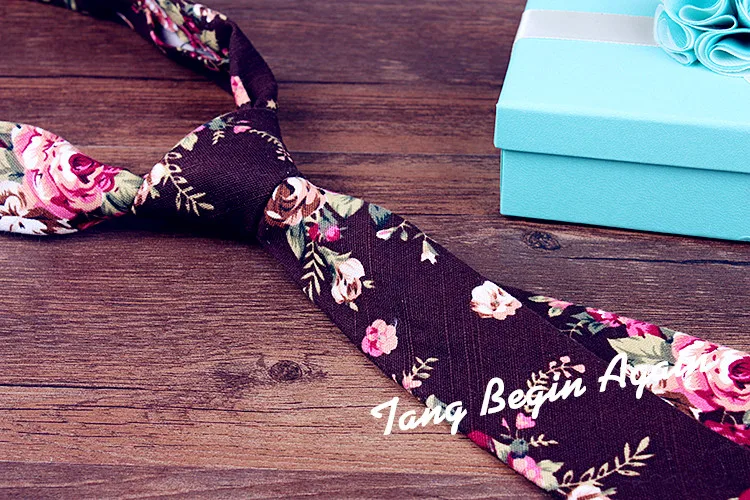 Brown Cotton Tie Хлопчатобумажный галстук для мужчин уникальные дизайнерские цветочные галстуки тонкие высококачественные свадебные цветочные шеи галстук вечерние 5 см узкие тонкие шейные платки - Цвет: Brown Cotton Tie