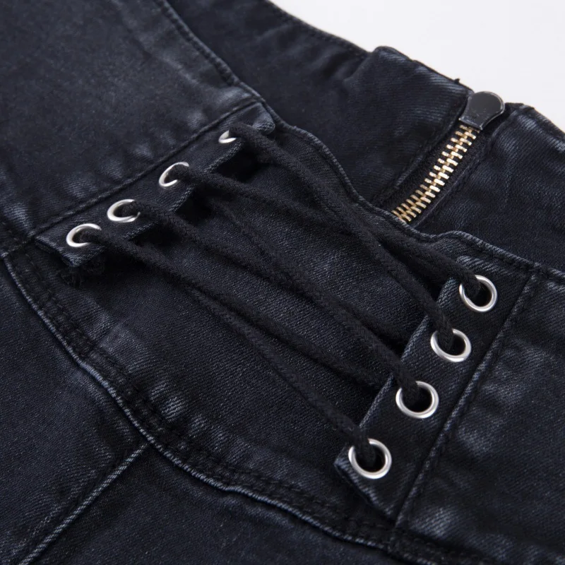 New Women Gothic Sexy Jeans Fashion Streetwear Hight Waist Punk Long Skinny Pants