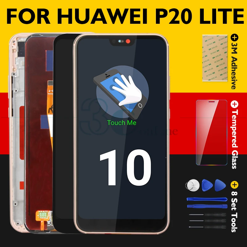 Оригинальный Huawei P20 lite сенсорный экран ЖК дисплей + рамка дигитайзер сборка LCD