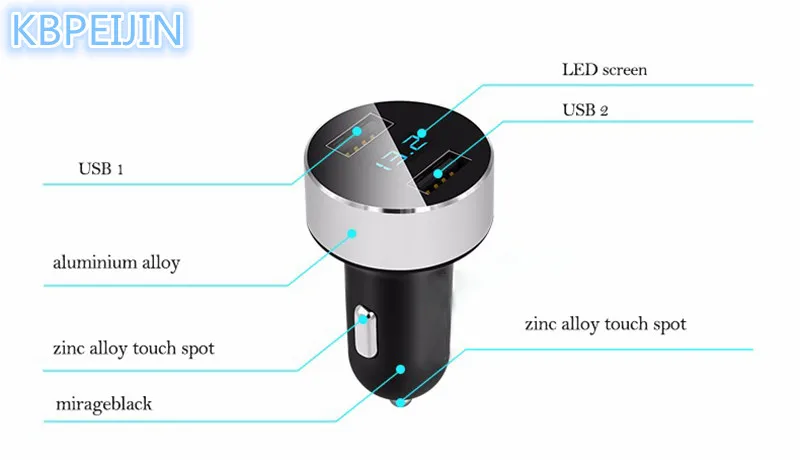 Новое автомобильное зарядное устройство с двумя USB-портами и светодиодной