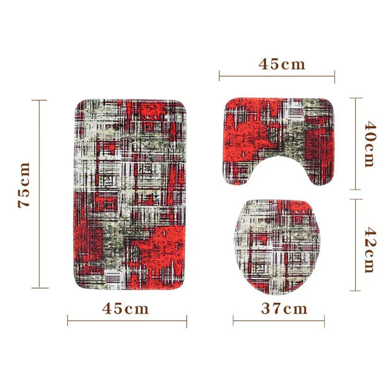 3 шт. фланелевые коврики для унитаза с мраморным или абстрактным принтом | Дом и