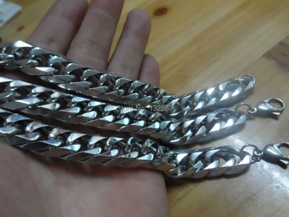 Крупное мужское колье из полированной нержавеющей стали 22-40 дюймов шириной 15 мм