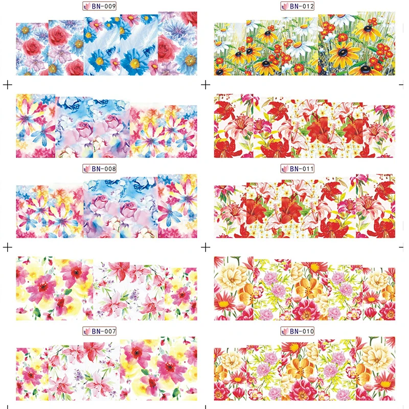 Ladymisty Nail Art серия цветов переводные наклейки для ногтей полное покрытие набор