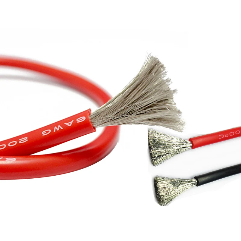 1 метр красный или черный силиконовый провод 6 AWG # 6AWG 8AWG гибкий