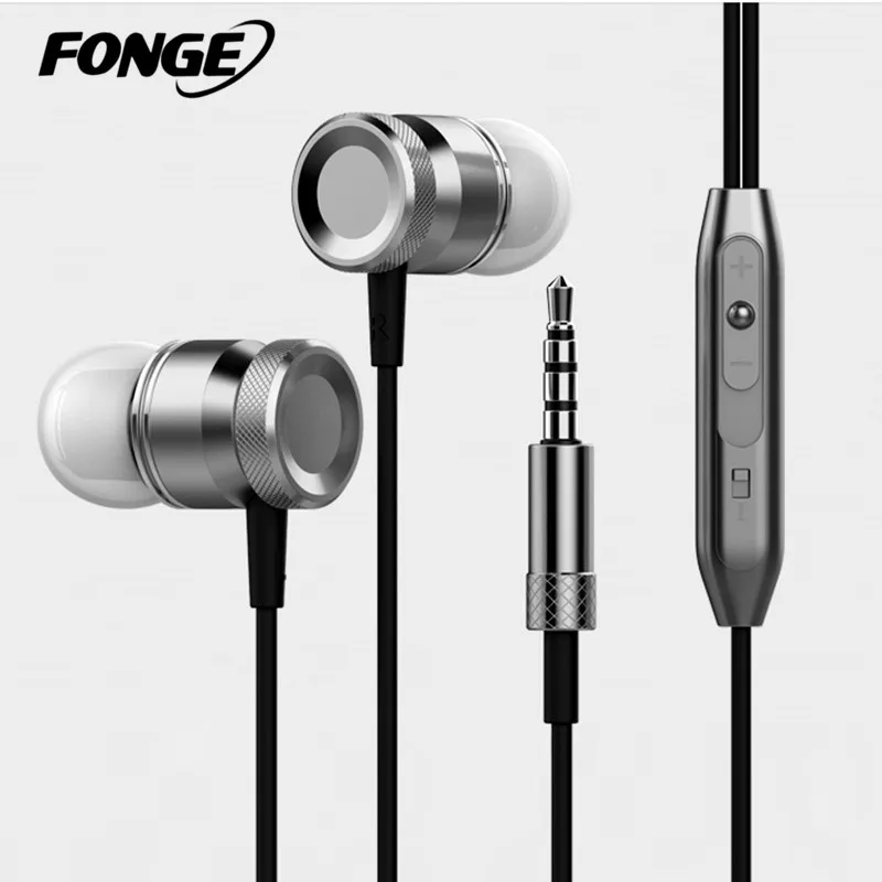 Новые металлические наушники Fonge супер с регулятором громкости басов и