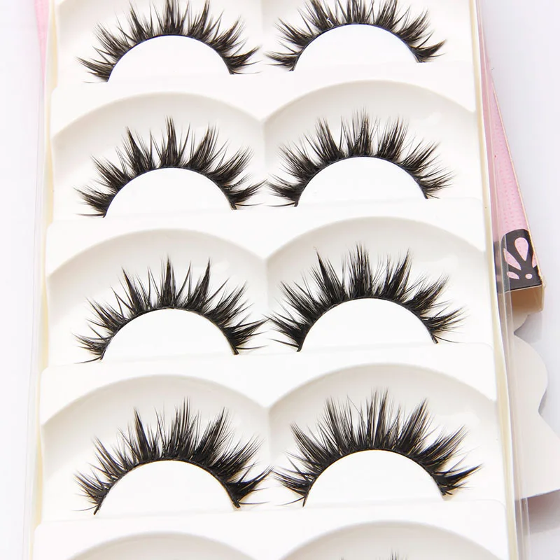 5 пар натуральных Мягких Длинных Черных ресниц ручной работы для макияжа густые