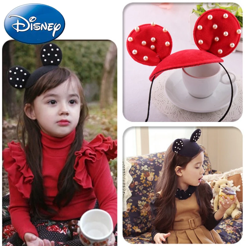Disney новые уши Минни Маус повязка на голову для девочек жемчужный ободок волос
