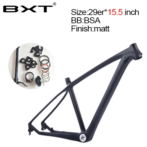 BXT 29er/27,5 er mtb карбоновая рама 29 рама карбоновая для горного велосипеда 142*12 или 135*9 мм велосипедная Рама - Цвет: 15 5 matte 3k