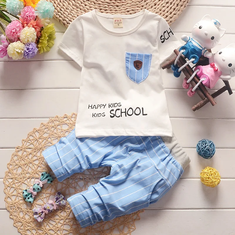 Baby boys summer clothes newborn children clothing sets for boy short sleeve shirts + jeans cool denim shorts suit | Детская одежда и