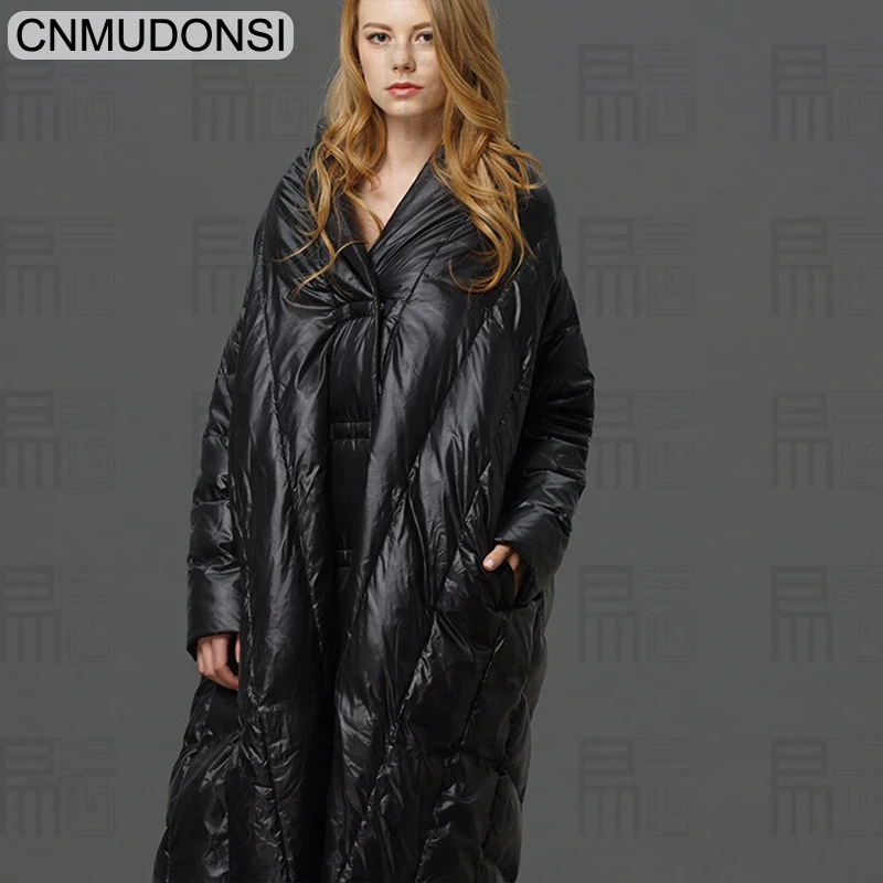 DMLFZMY New Fashion Oversize Large Size Loose Winter Jacket 2018 Female's Warm Batwing Sleeve Long Coat Jaqueta Feminina | Женская