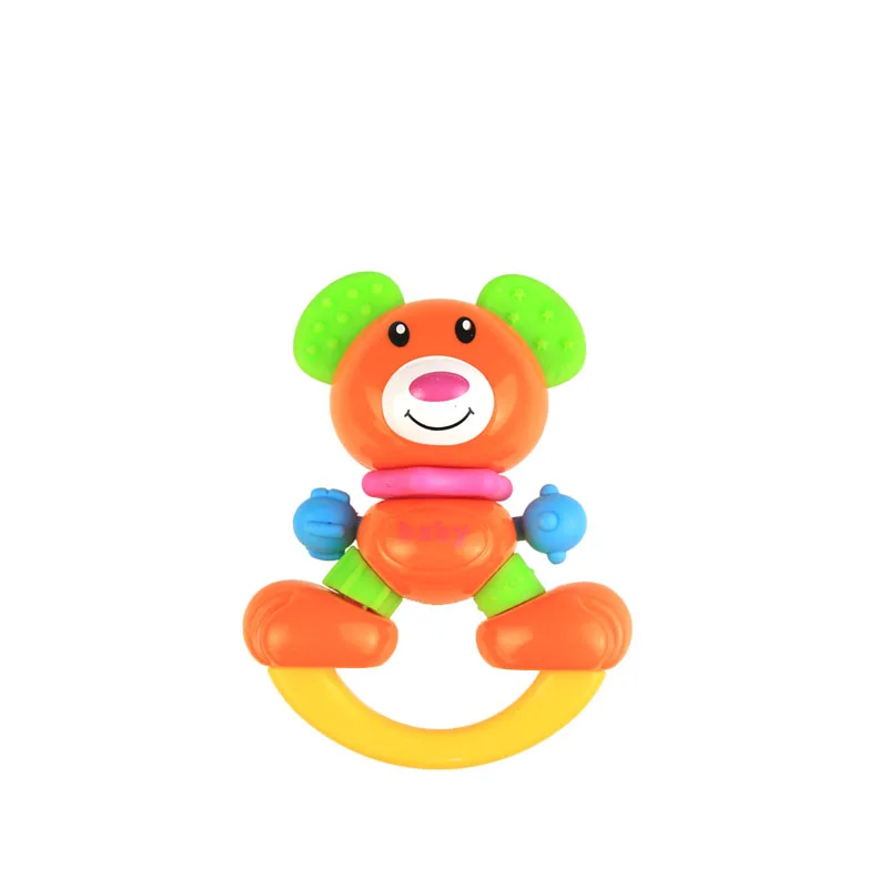 1 multicolor bear Погремушки для новорожденного ребенка игрушка мультфильм Животные Резиновый музыкальный погремушка для малышей Дети Прорезыватель зубов в виде руки игрушки развивающая игрушка 0-12 месяцев подарок - Цвет: 1 multicolor bear