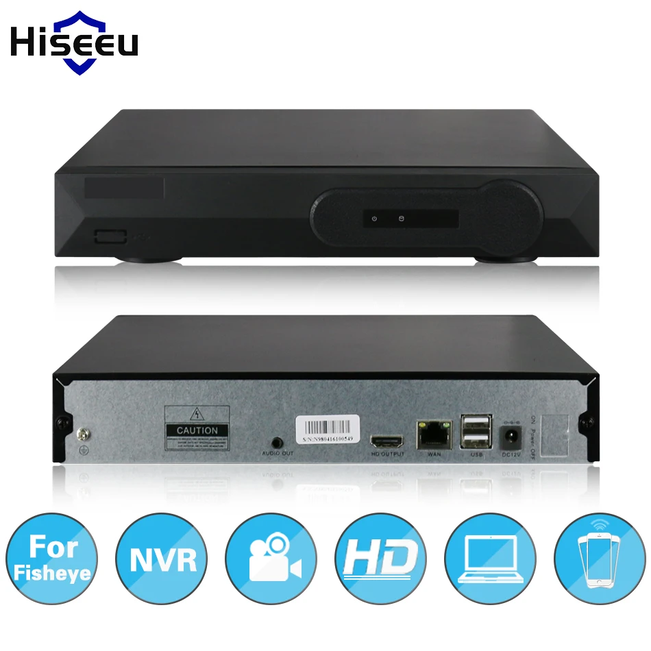 Hiseeu Full HD CCTV 8ch NVR для Fisheye p2 Камера vga выход HDMI H.264 сетевой видеорегистратор ONVIF P2P