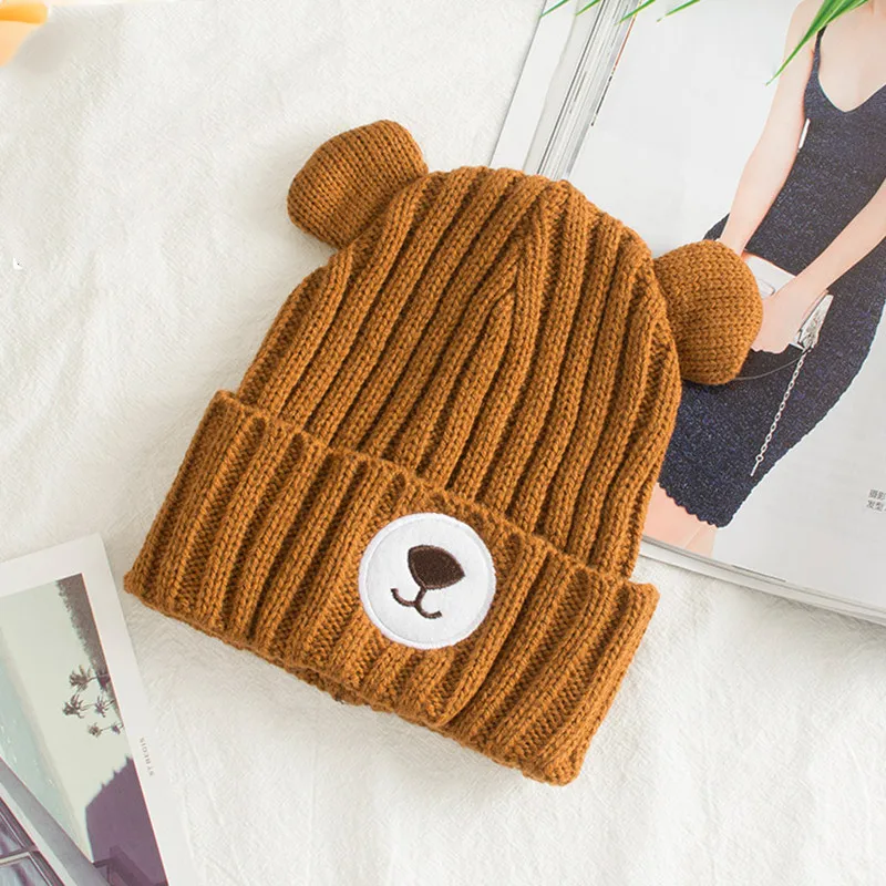 2018 Шерсть трикотажные Skullies шапочки Детские Носки с рисунком медведя из мультика