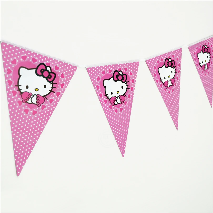 1 Набор бумажных баннеров Вымпел флажки флаг hello kitty кот дети День Рождения вечерние поставки события вечерние украшения для вечеринки набор
